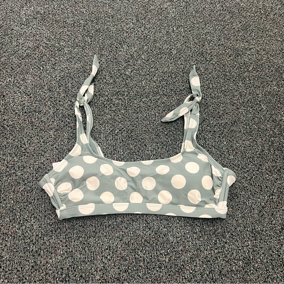 TARGET Green & White Polka Dot Bow Tie Shoulder Retro Bikini Top Removable Cup L - Picture 5 of 16